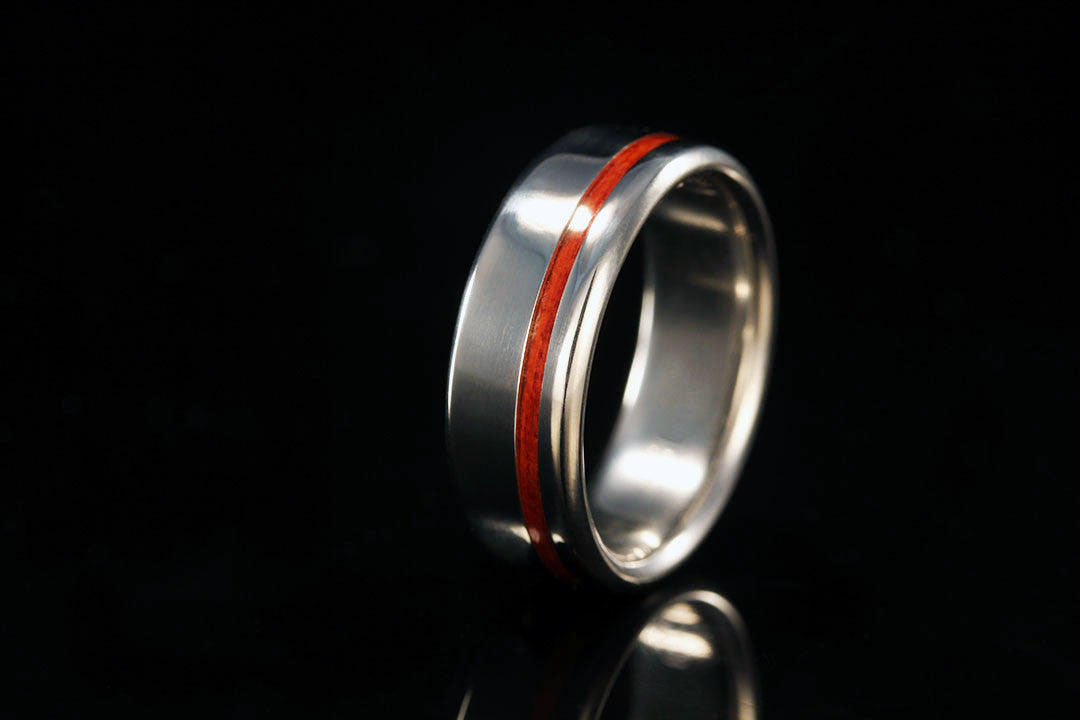 REDHEART WOOD TITANIUM OFFSET RING