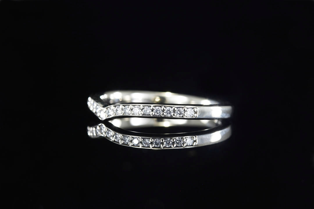 White Gold Diamond Chevron Accent Ring