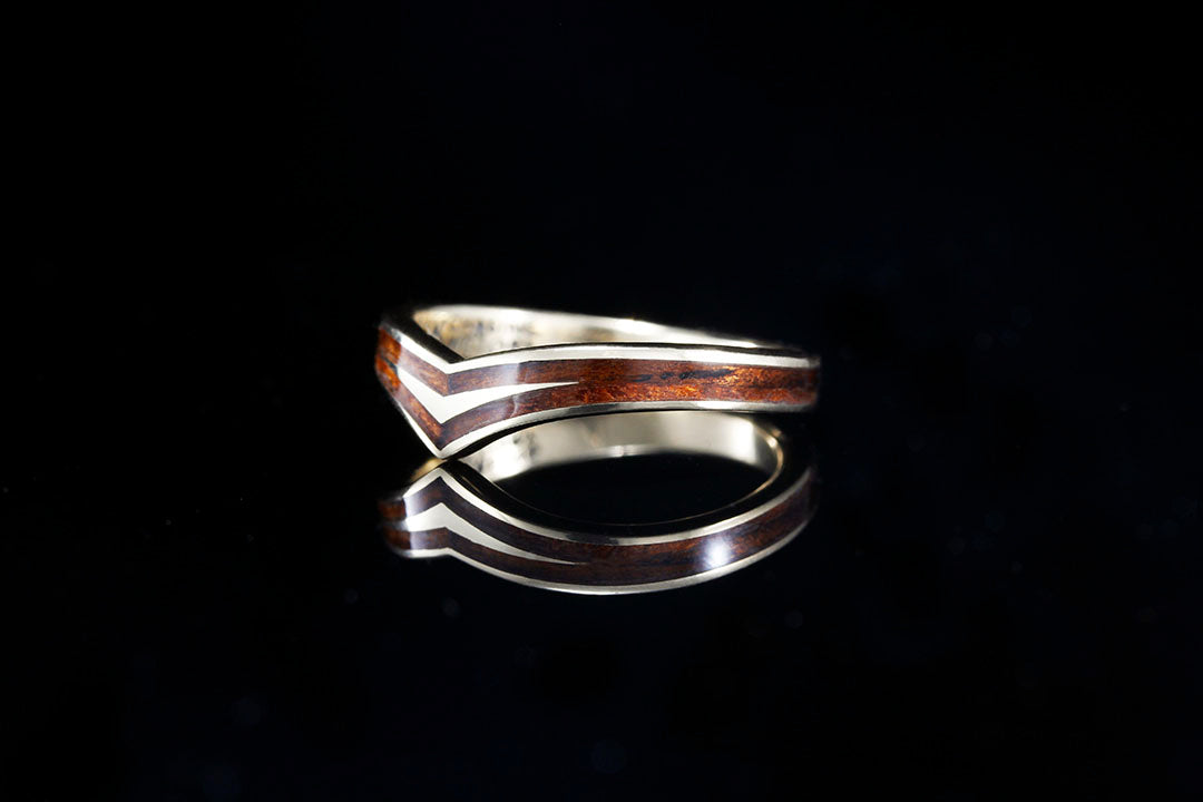 GOLDEN ENCHANTED HAWAIIAN KOA CHEVRON RING