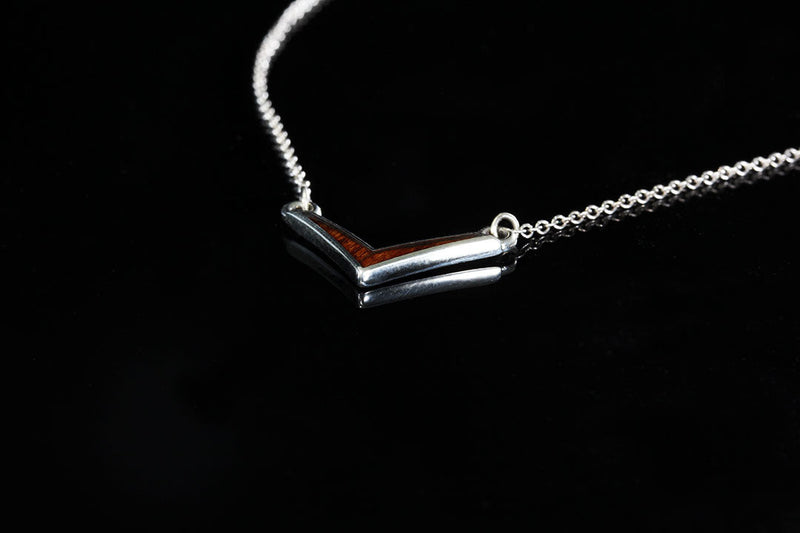 Chevron Pendant Necklace. wooden design