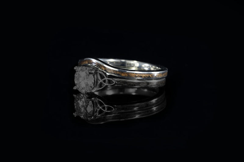 FORMED 14K WHITE GOLD WHISKEY BARREL WOOD RING - Chasing Victory