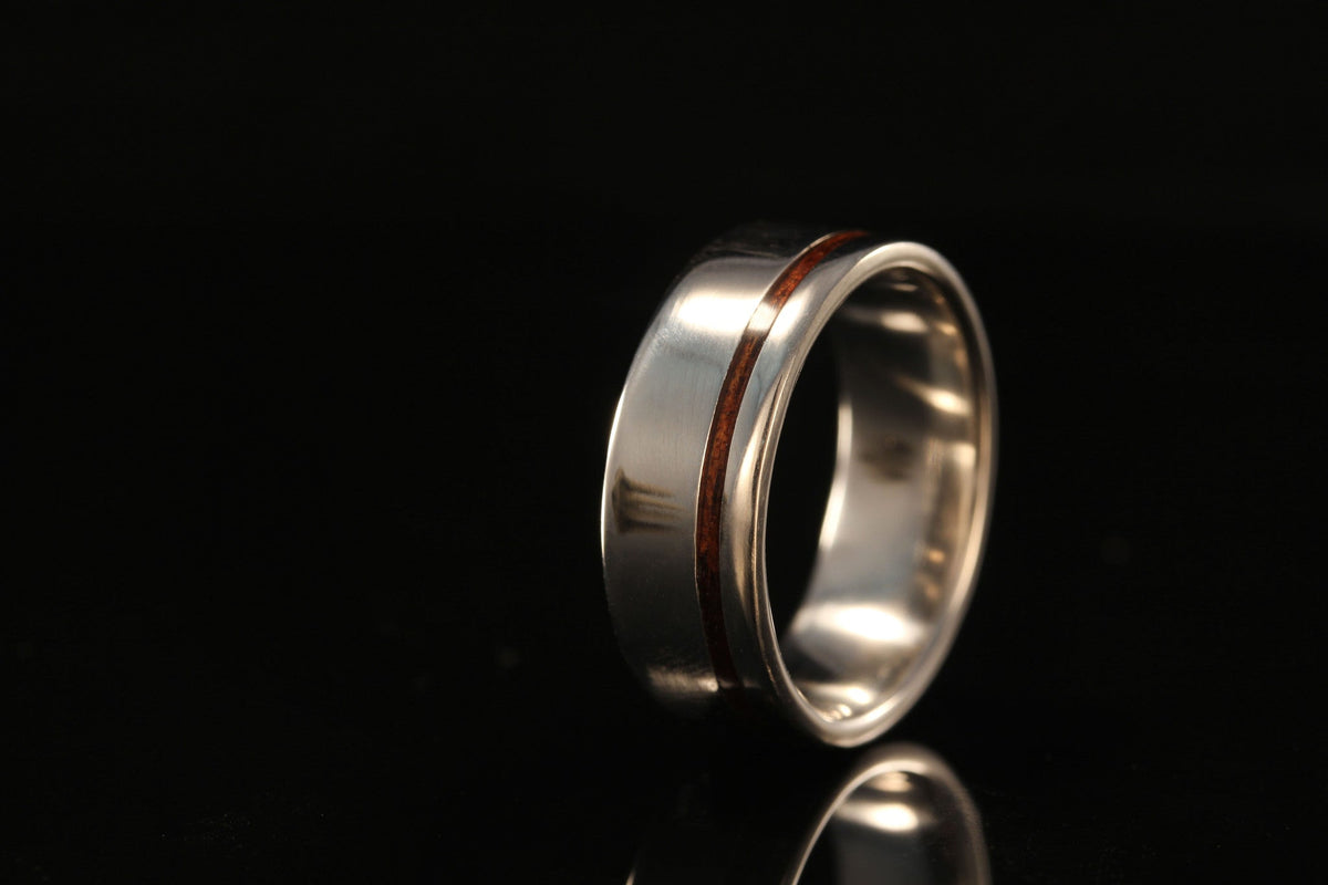 men's platinum and wood ring, golden interior band, Chasing Victory