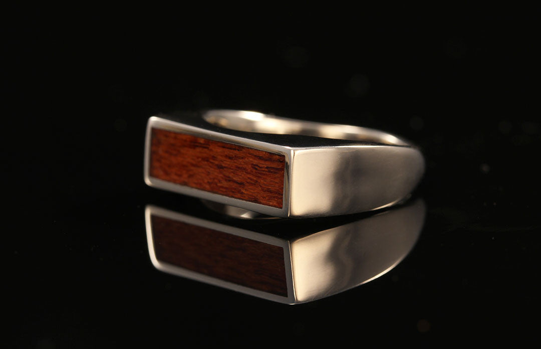 rosewood ring with white gold, golden band