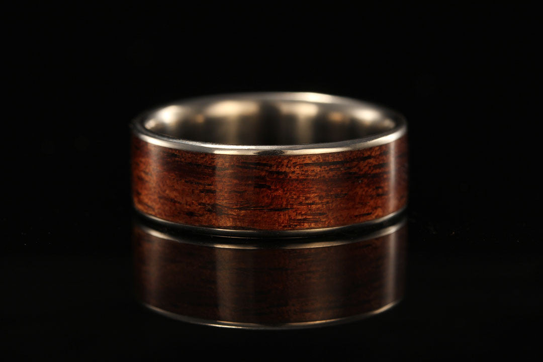 titanium wood ring, wedding ring, golden linings