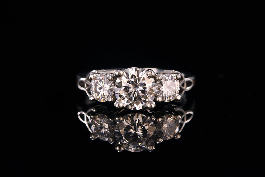 Gold Celtic ring, three diamond, Chasing Victory