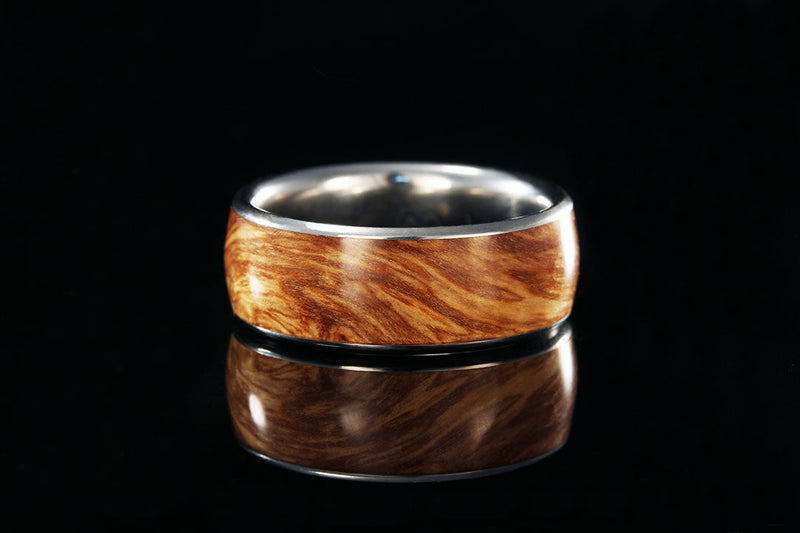 Olive Wood Titanium Ring, engagement ring, mens ring