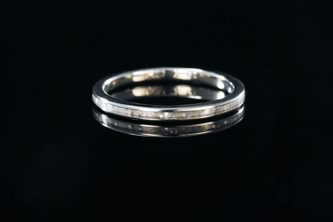 Pearl inlay 14K white gold woamsn ring, Chasing Victory, silver ring