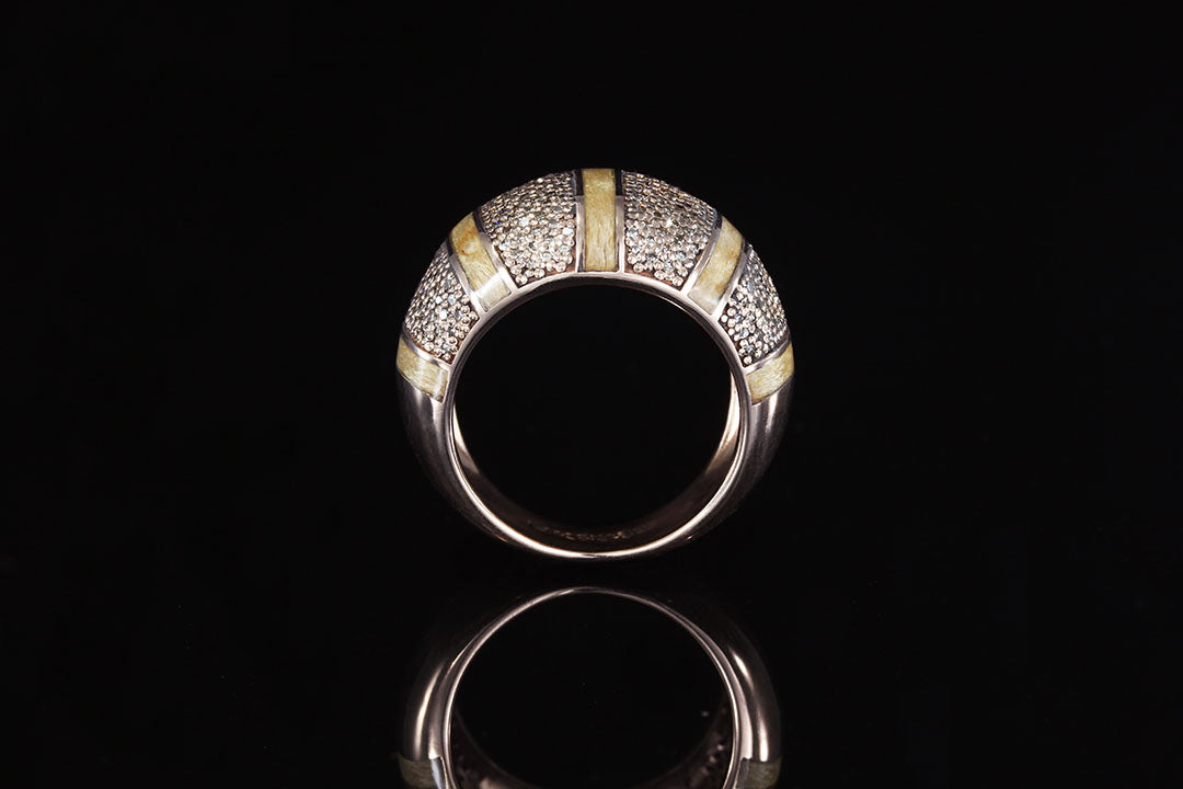 Rose Gold Cocktail Ring, 14K Rose Gold Cocktail Ring with Champagne Diamond, Standing view, silver lining, Chasing Victory