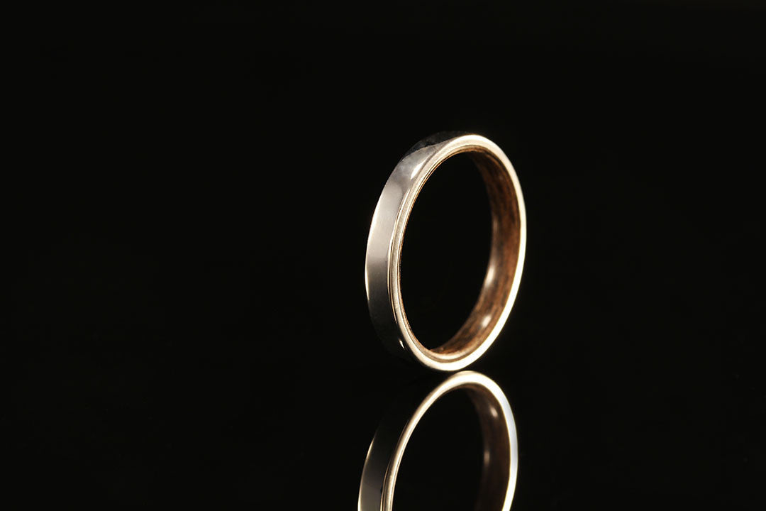 womens wooden interior band with golden exterior, Chasing Victory