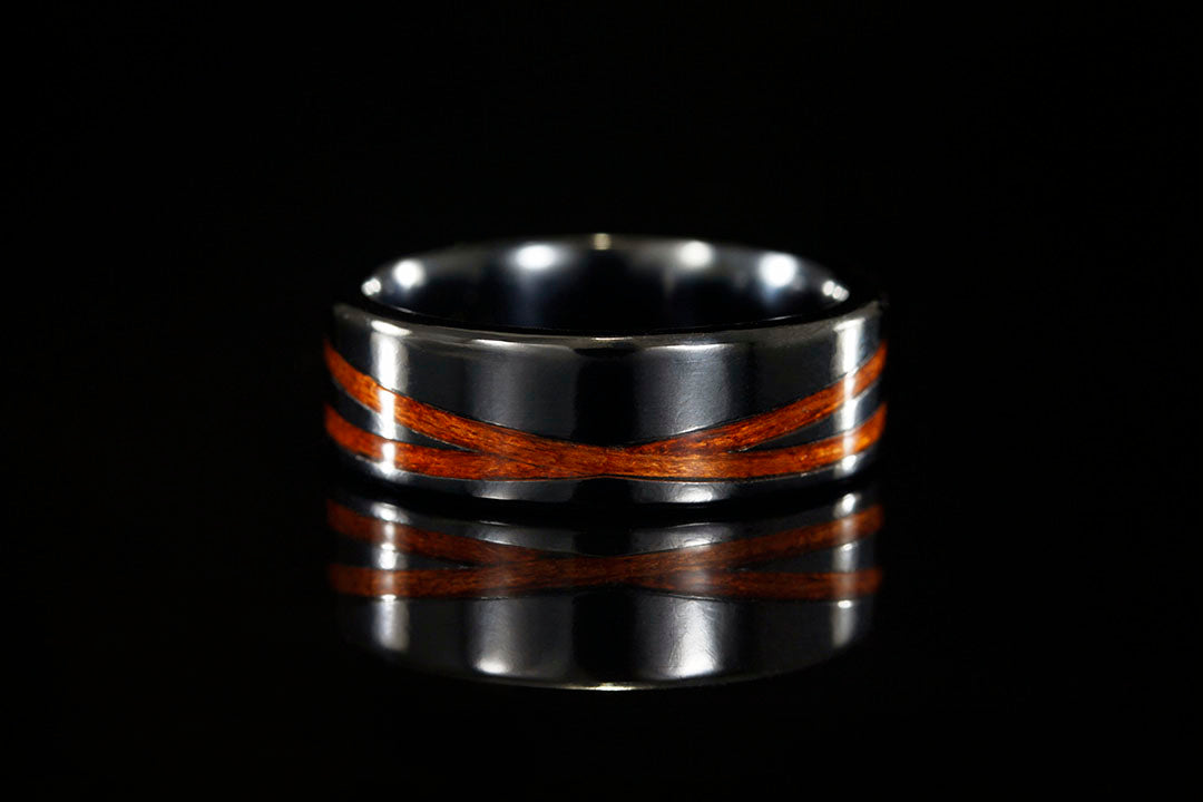 BLACK TITANIUM WITH REDHEART WOOD DIAGONAL INLAYS - Chasing Victory
