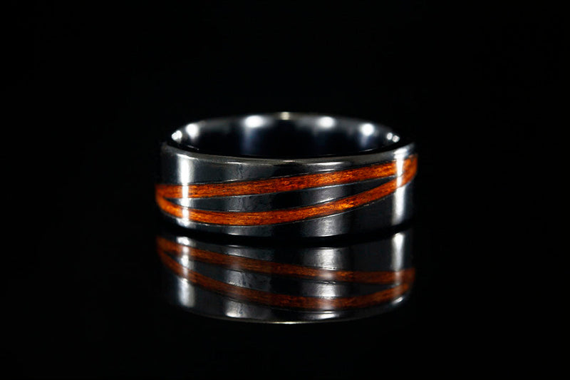 BLACK TITANIUM WITH REDHEART WOOD DIAGONAL INLAYS - Chasing Victory