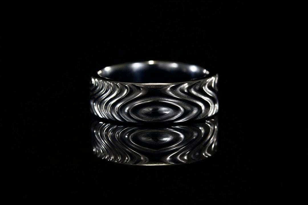 MEN'S BLACK TITANIUM WATER RIPPLE RING - Chasing Victory