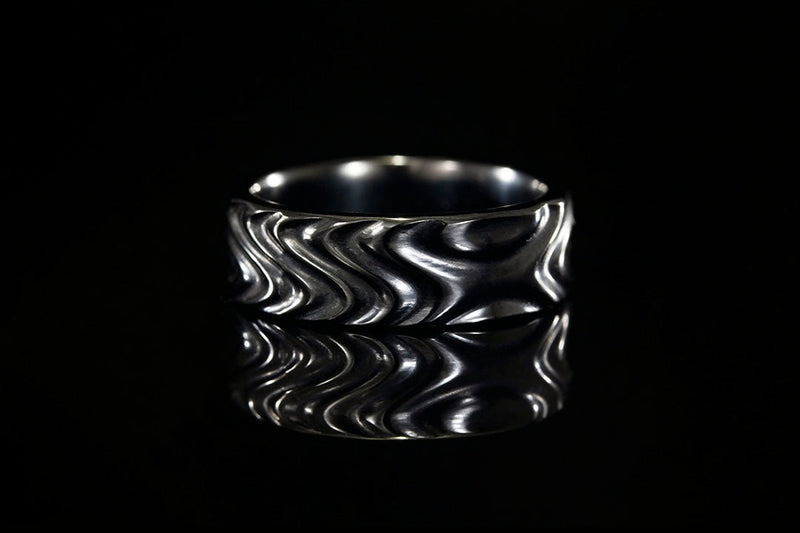 MEN'S BLACK TITANIUM WATER RIPPLE RING - Chasing Victory