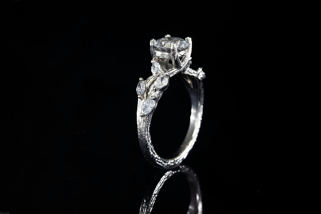 WHITE GOLD DIAMOND TWIG ENGAGEMENT RING - Chasing Victory
