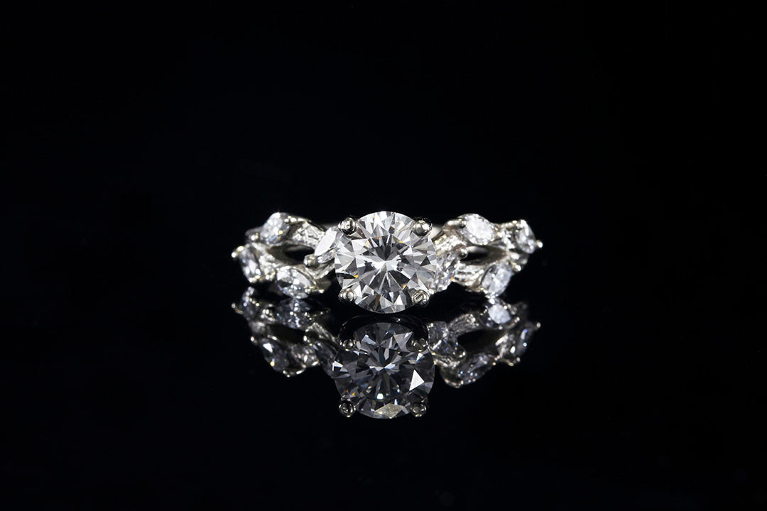 WHITE GOLD DIAMOND TWIG ENGAGEMENT RING - Chasing Victory