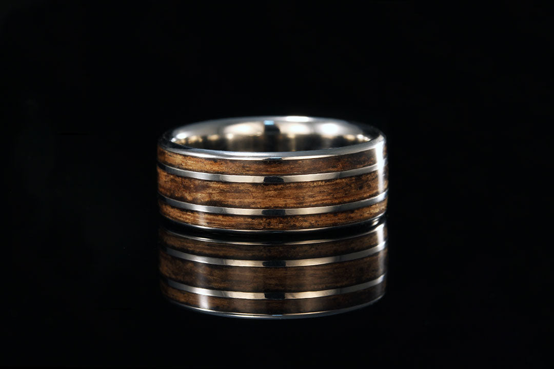  Jack Daniel's Tennessee Whiskey Barrel Wood with Titanium, wedding band, wedding ring 