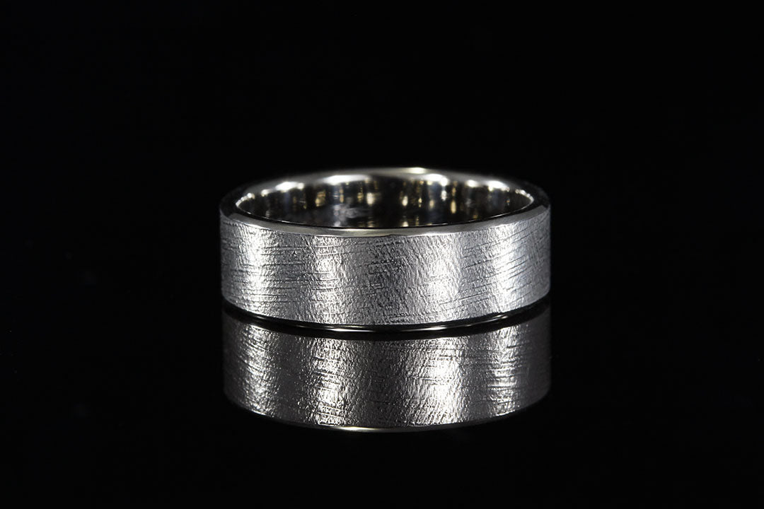 Men's white gold alternative ring, mens white gold textured ring, Chasing Victory