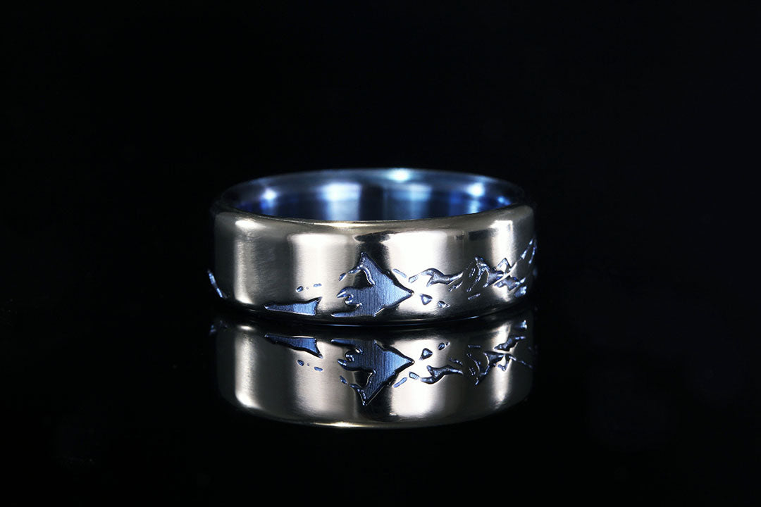 Men's Titanium Anodized Mountain Ring