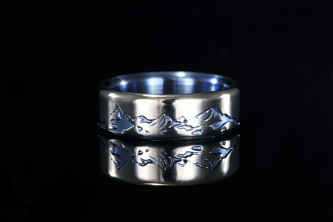 Men's Titanium Anodized Mountain Ring