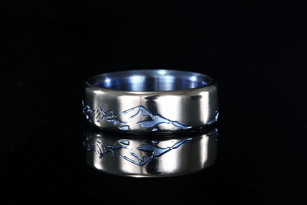 Men's Titanium Anodized Mountain Ring