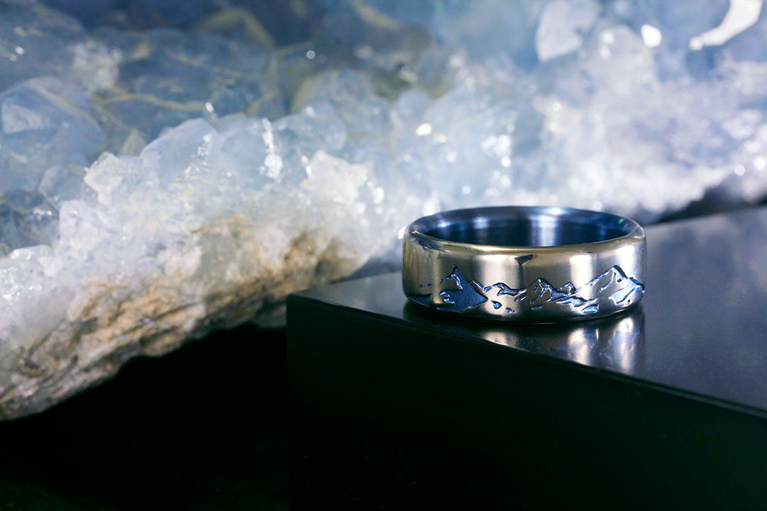 Men's Titanium Anodized Mountain Ring