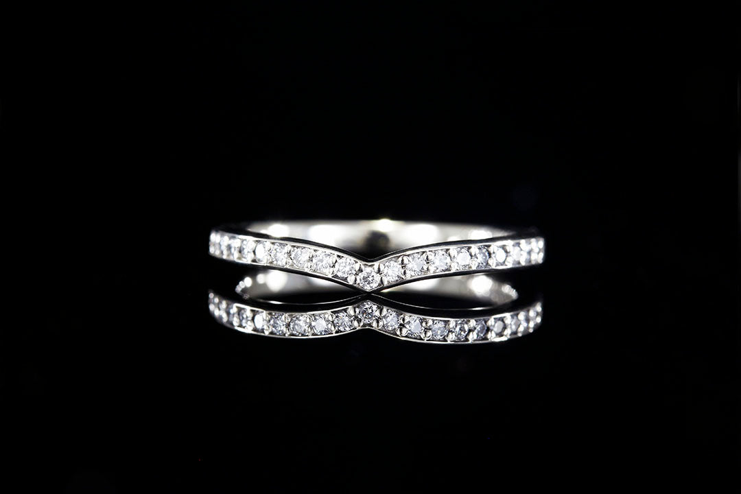 White Gold Diamond Chevron Accent Ring