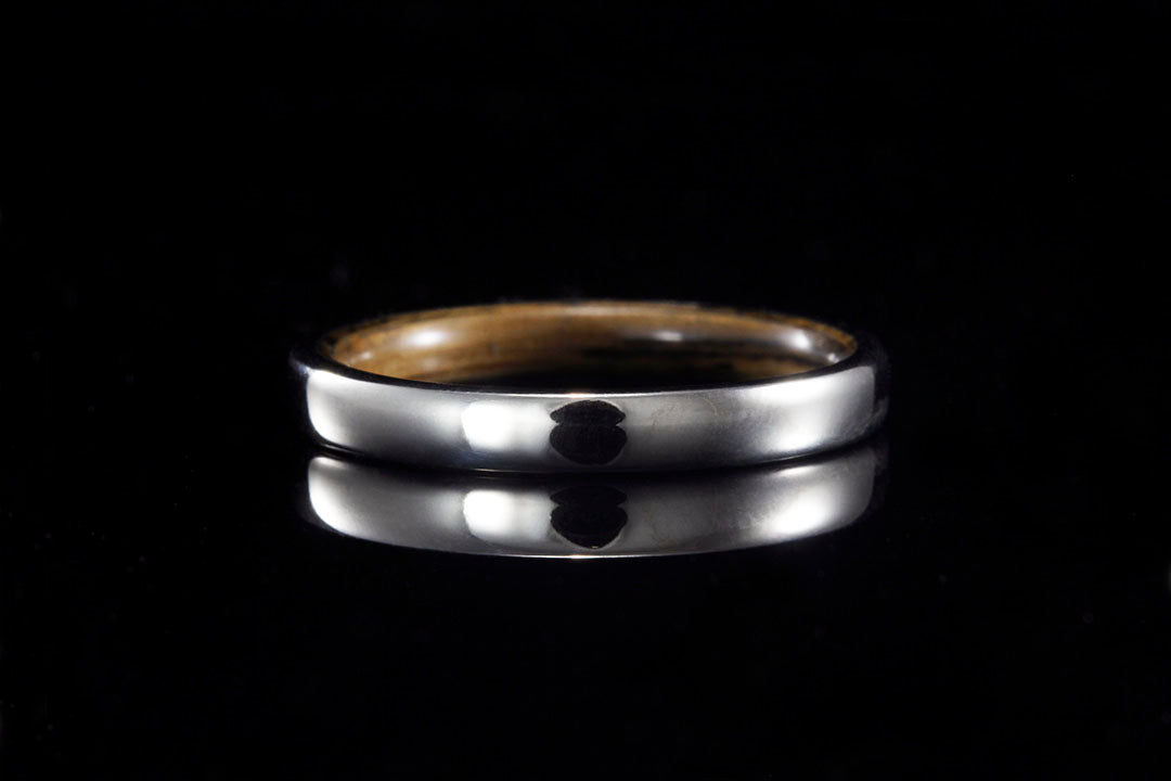 14K WHITE GOLD EXTERIOR WHISKEY BARREL WOOD INTERIOR RING