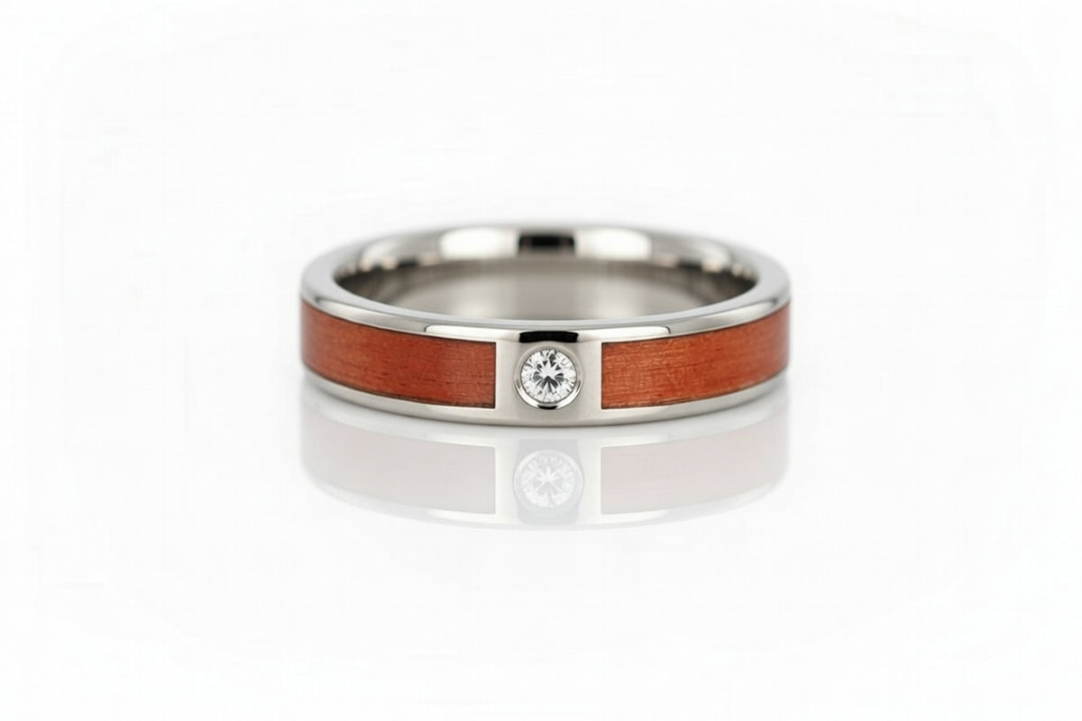 DIAMOND GYPSY SET PINK IVORY WOOD RING