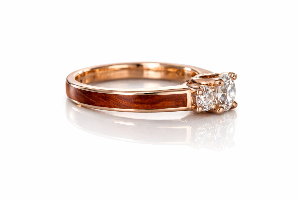 Women's Wood Engagement Ring With 14K Rose Gold