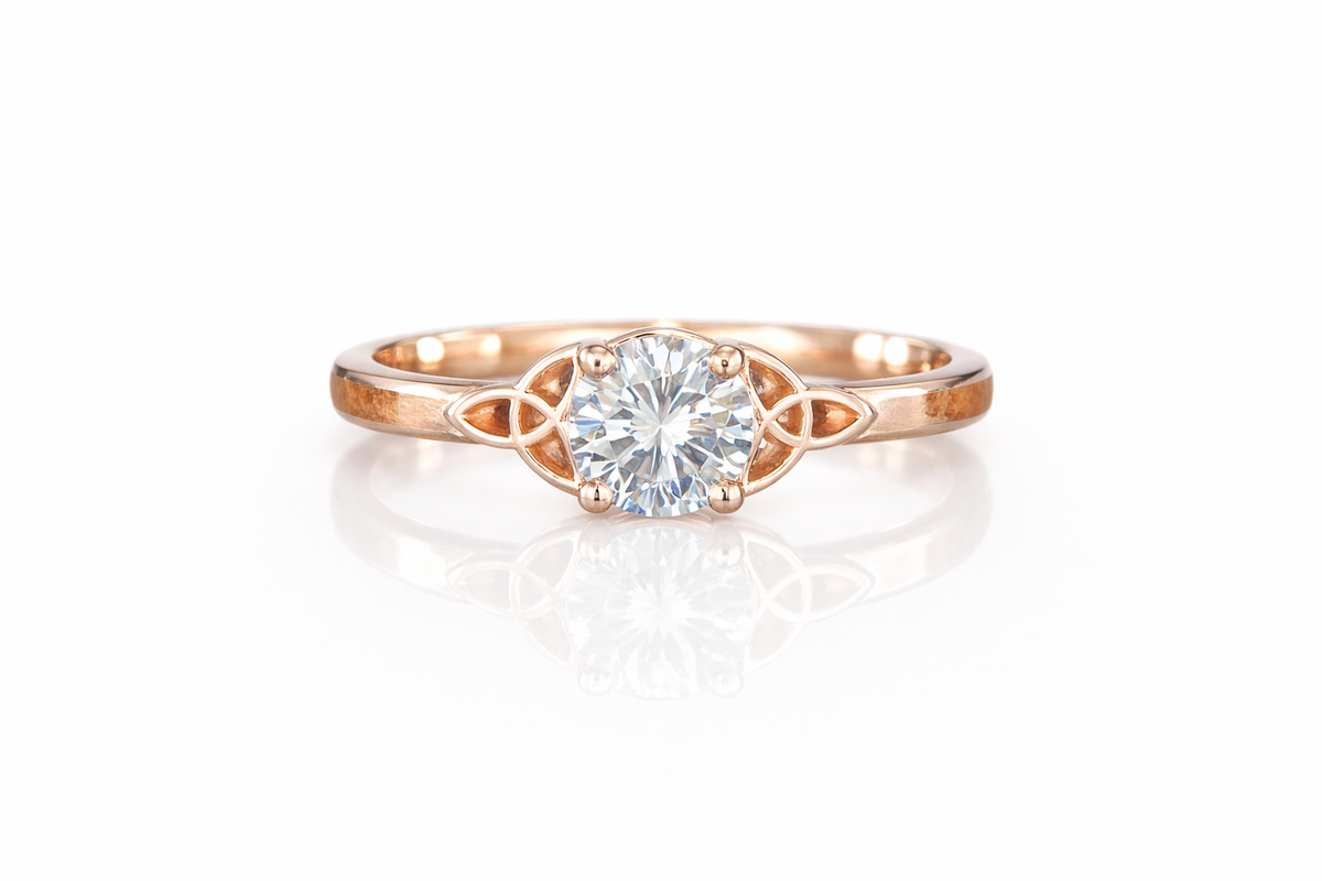 14K ROSE GOLD CELTIC KNOT ENGAGEMENT RING