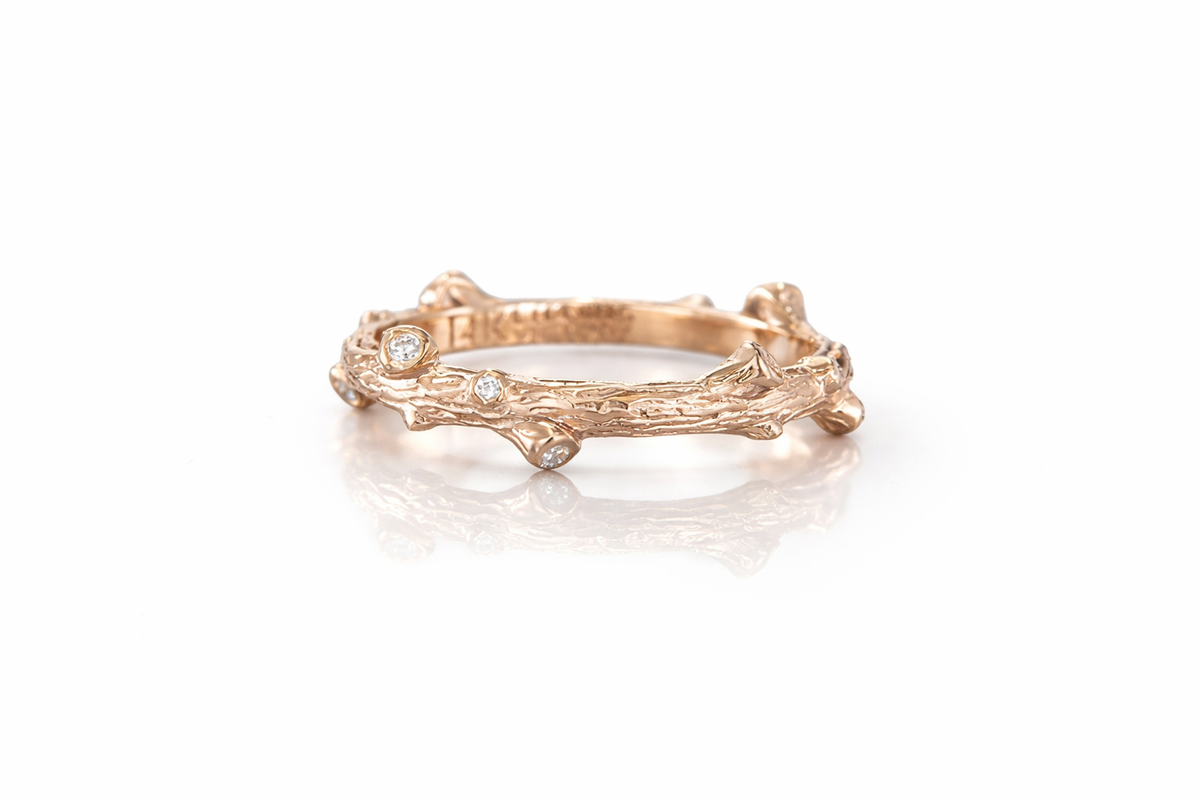 ROSE GOLD DIAMOND STUD BRANCH RING