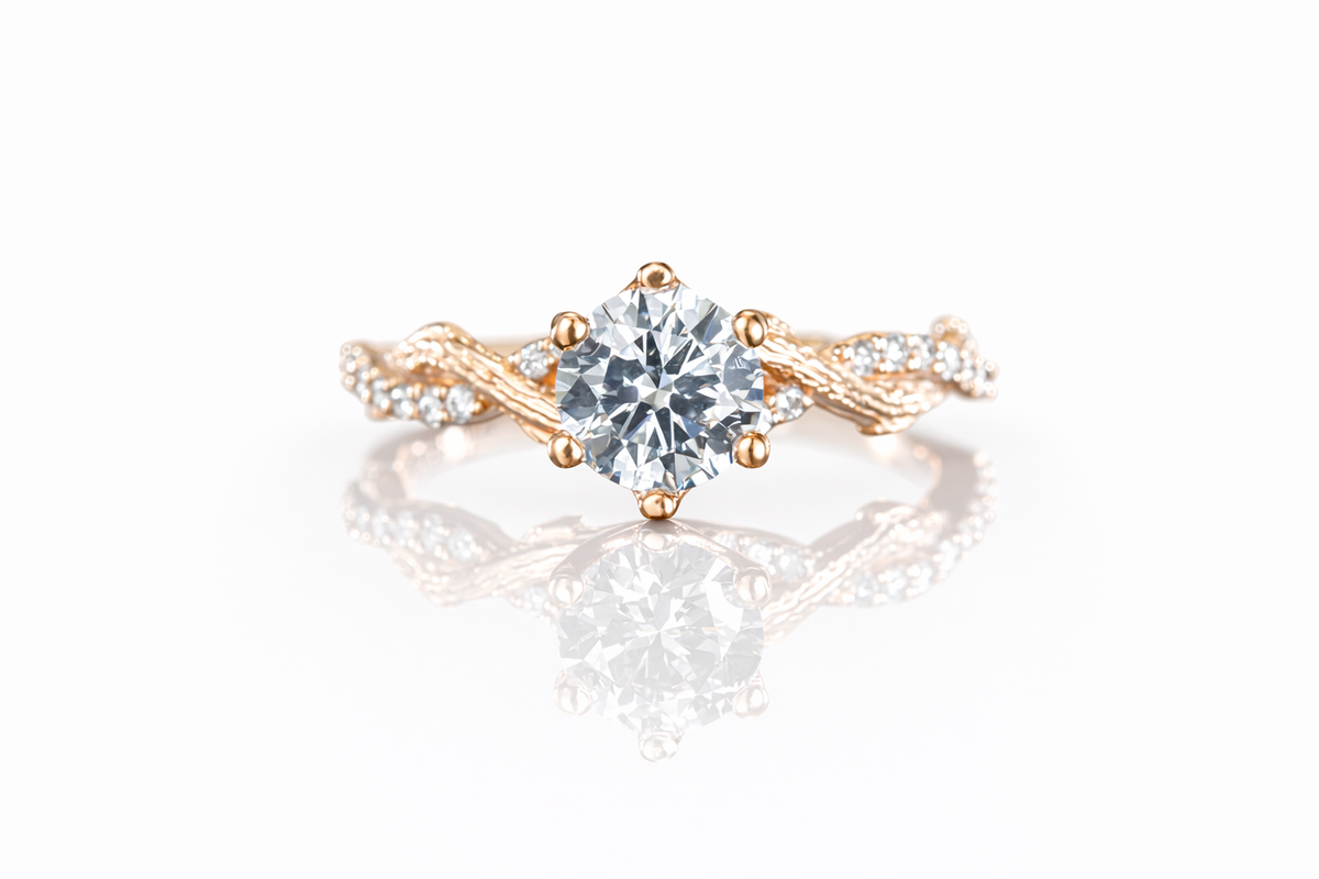 INTERLACE DIAMOND TWIG ROSE GOLD ENGAGEMENT RING