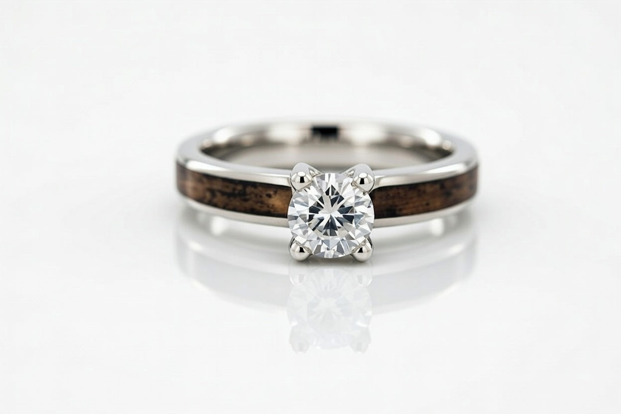 Tiffany ウッド リング 木目 WHISKEY BARREL WOOD 14K WHITE GOLD DIAMOND TIFFANY RING – Chasing