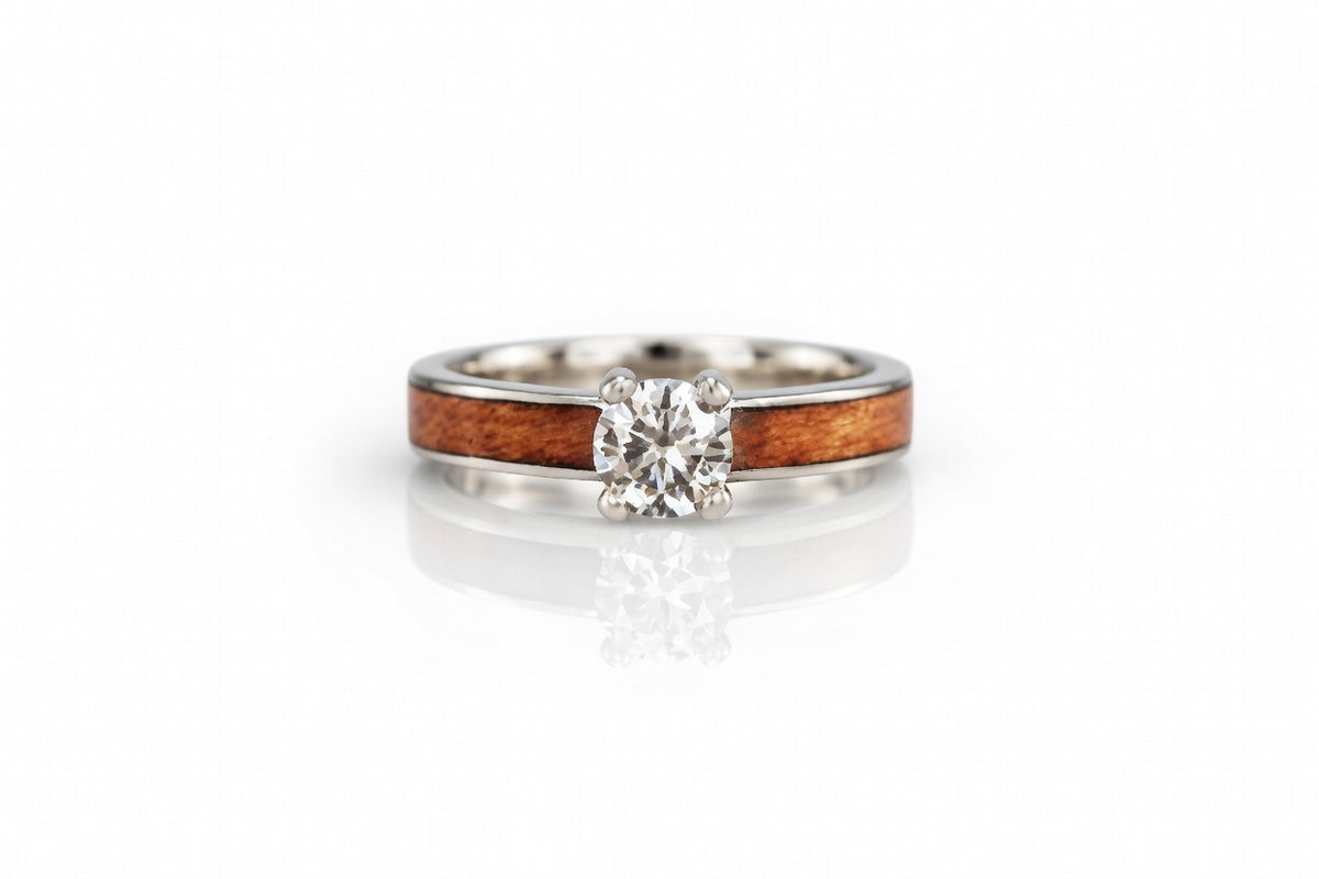 ANCIENT KAURI 14K WHITE GOLD DIAMOND TIFFANY RING