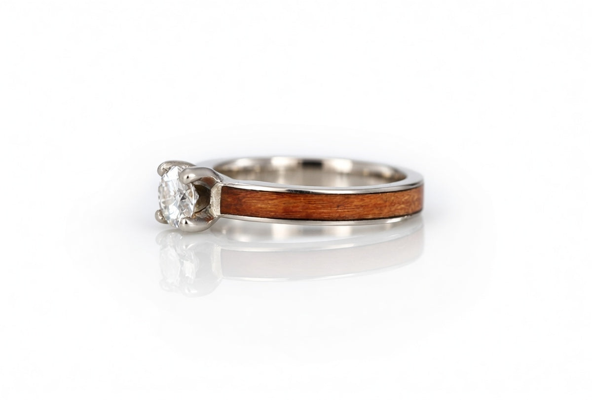 ANCIENT KAURI 14K WHITE GOLD DIAMOND TIFFANY RING