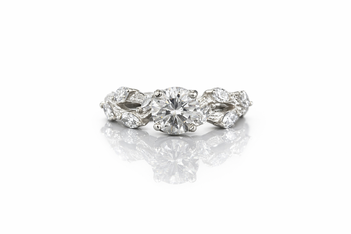 WHITE GOLD DIAMOND TWIG ENGAGEMENT RING