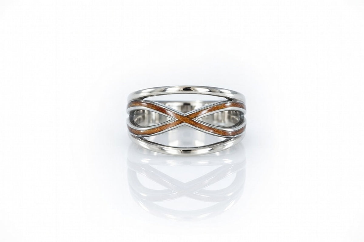CHERRY WOOD INLAY INFINITY RING