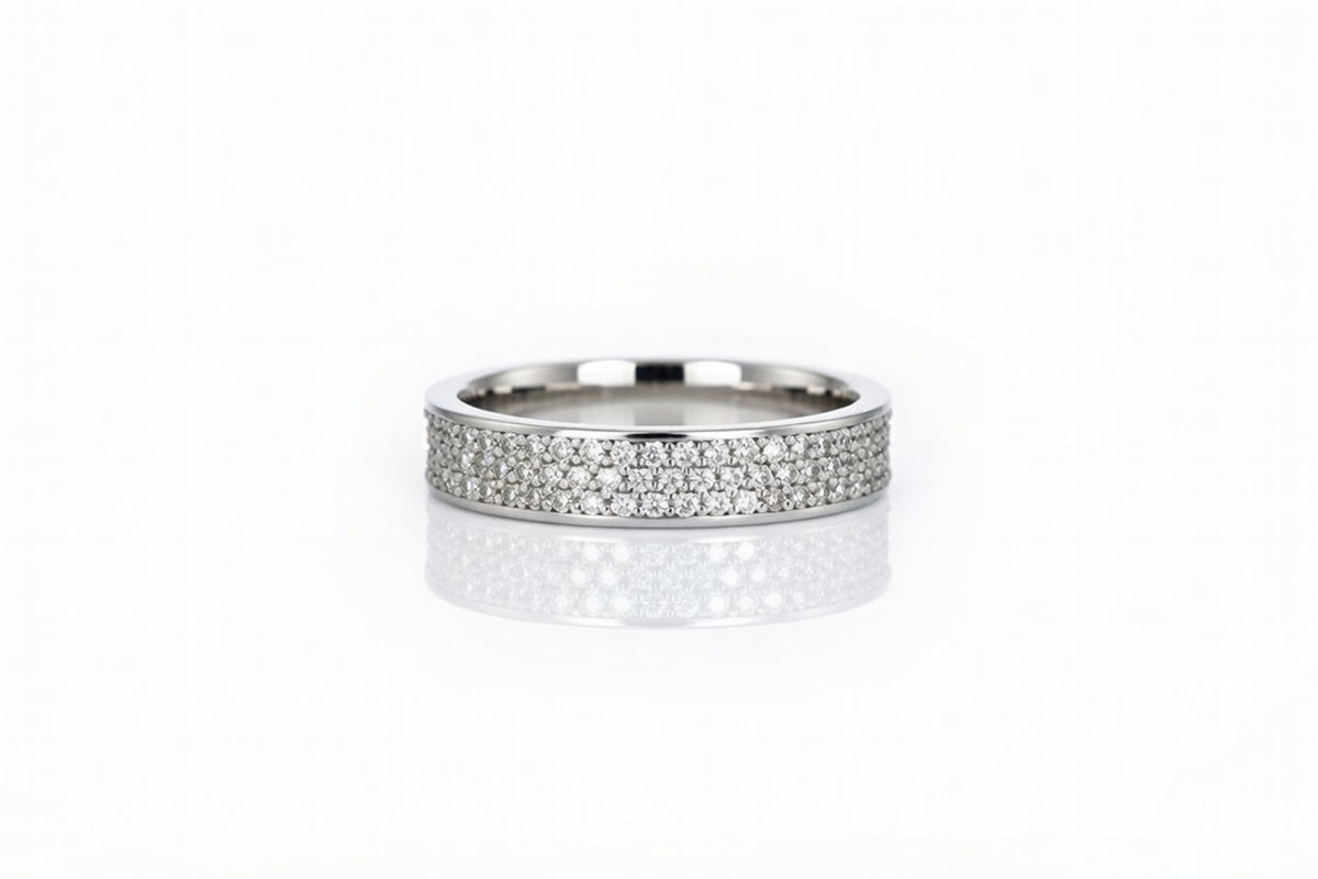 LADIES WHITE GOLD DIAMOND INLAY RING