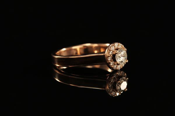 Diamond and Wood Engagement Ring, dark band, wedding ring, rose gold diamond