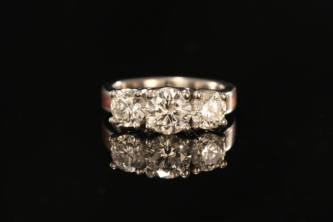 Bubinga Waterfall 14K Platinum Diamond 3 Stone Curve Ring, wedding ring, engagement ring, womens ring, Chasing Victory