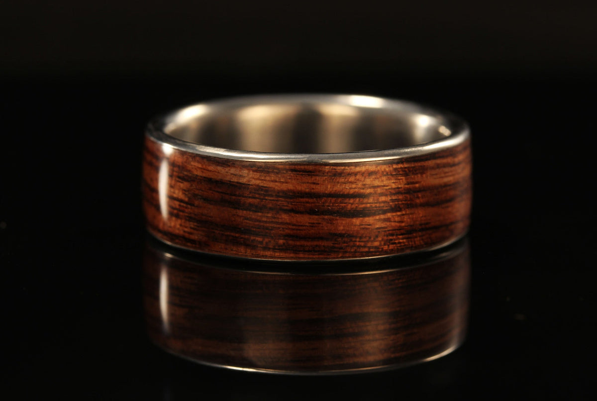 chasing victory wooden ring with titanium, golden band, dark wood