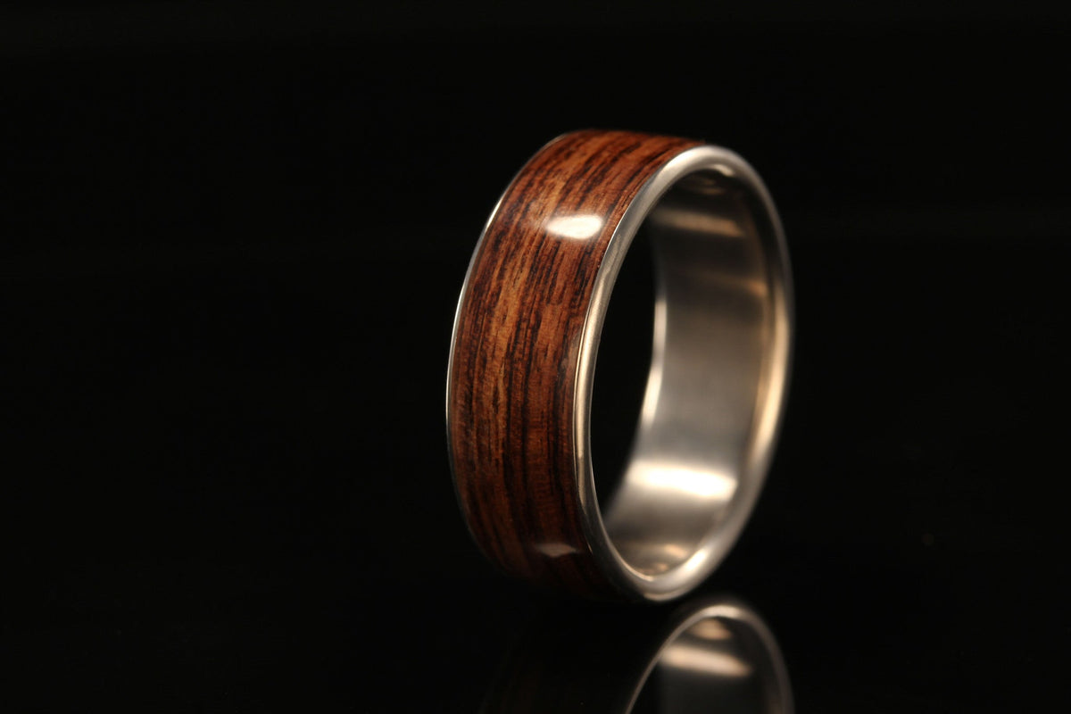 wood ring for a man, golden interior band, golden lining, Chasing Victory
