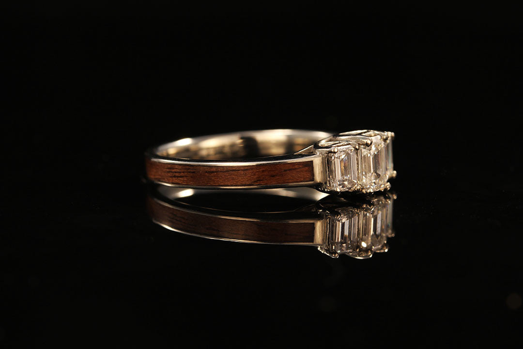 One Womens Walnut Wood Engagement Ring, wedding ring, Chasing Victory, walnut wood band