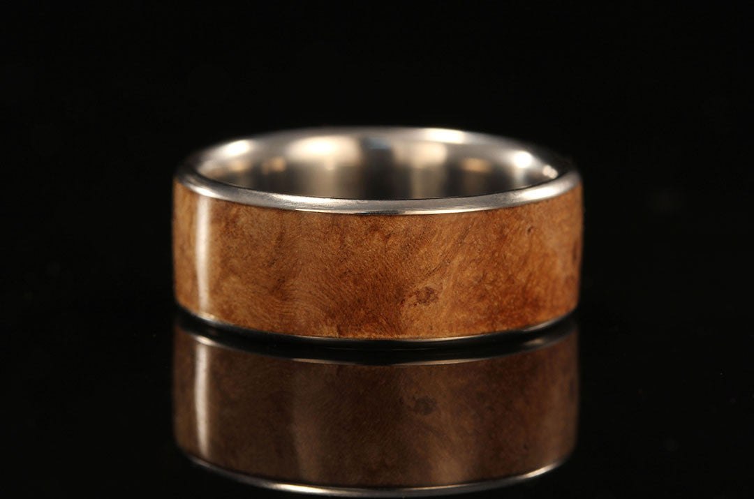 Hopea Burl Stone Wood Men Titanium Ring | Chasing Victory