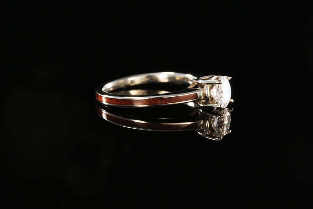white gold diamond and wooden band