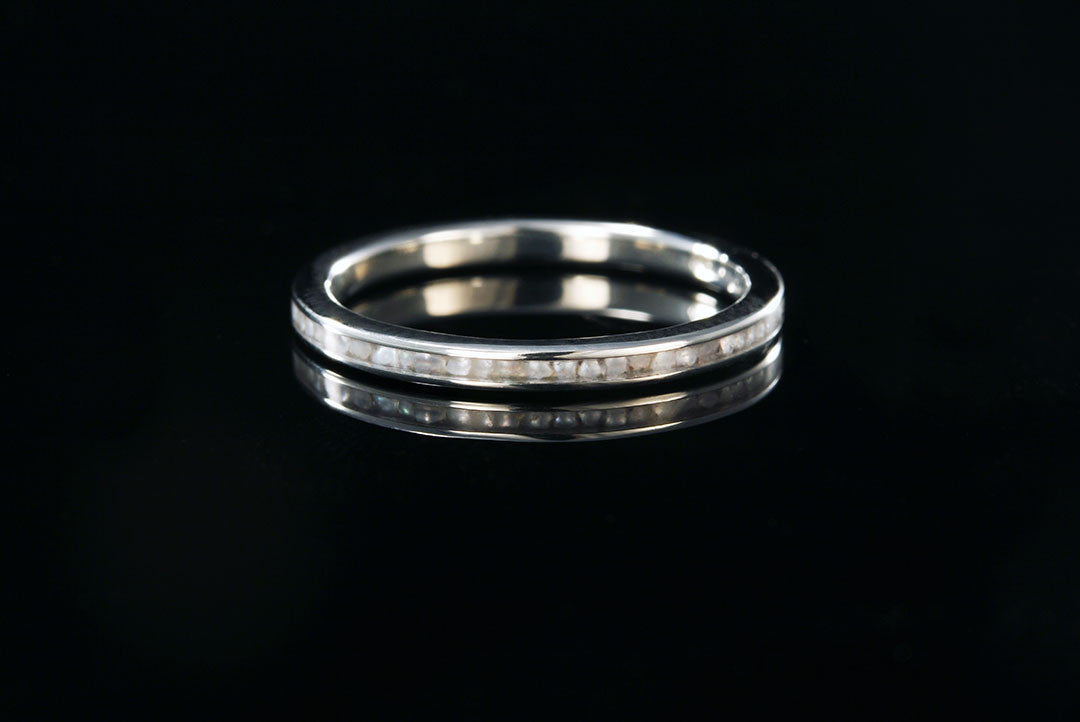 PEARL INLAY 14K WHITE GOLD WOMANS RING