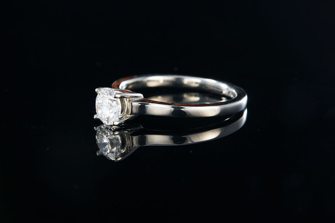 White gold diamond engagement ring, silver band