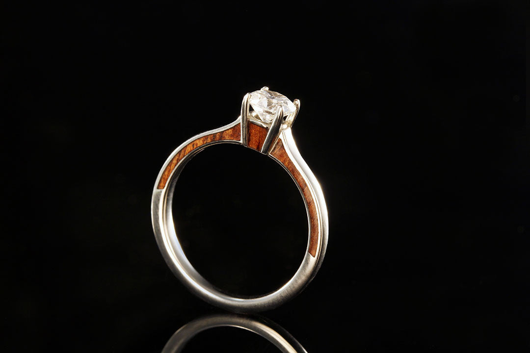 Hawaiian Koa Wood Ring, upright view, wedding ring, engagement ring, Chasing Victory