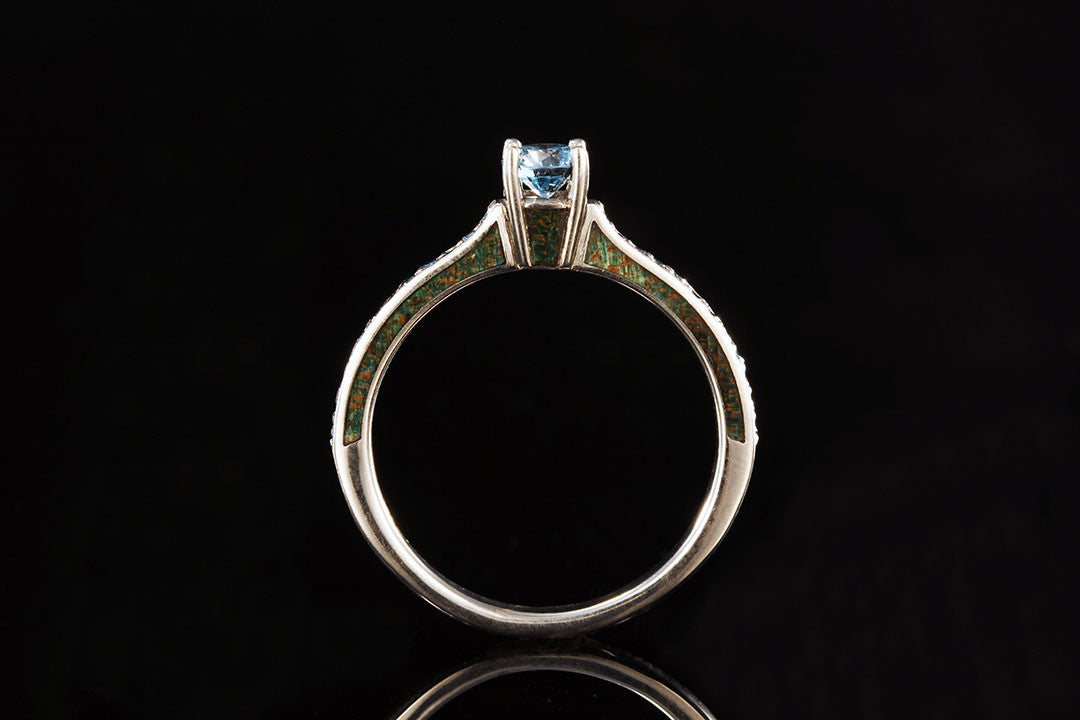 AQUA BLUE DIAMOND ENGAGEMENT RING - Main Image