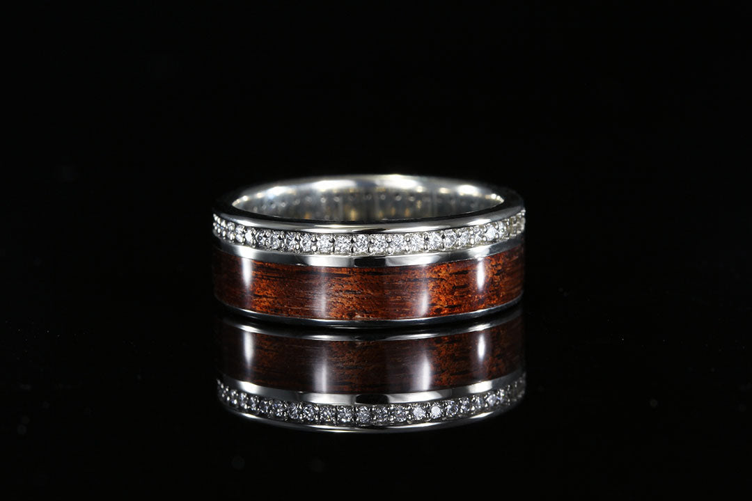 Hawaiian Koa wood ring, wedding ring, Silver interior band
